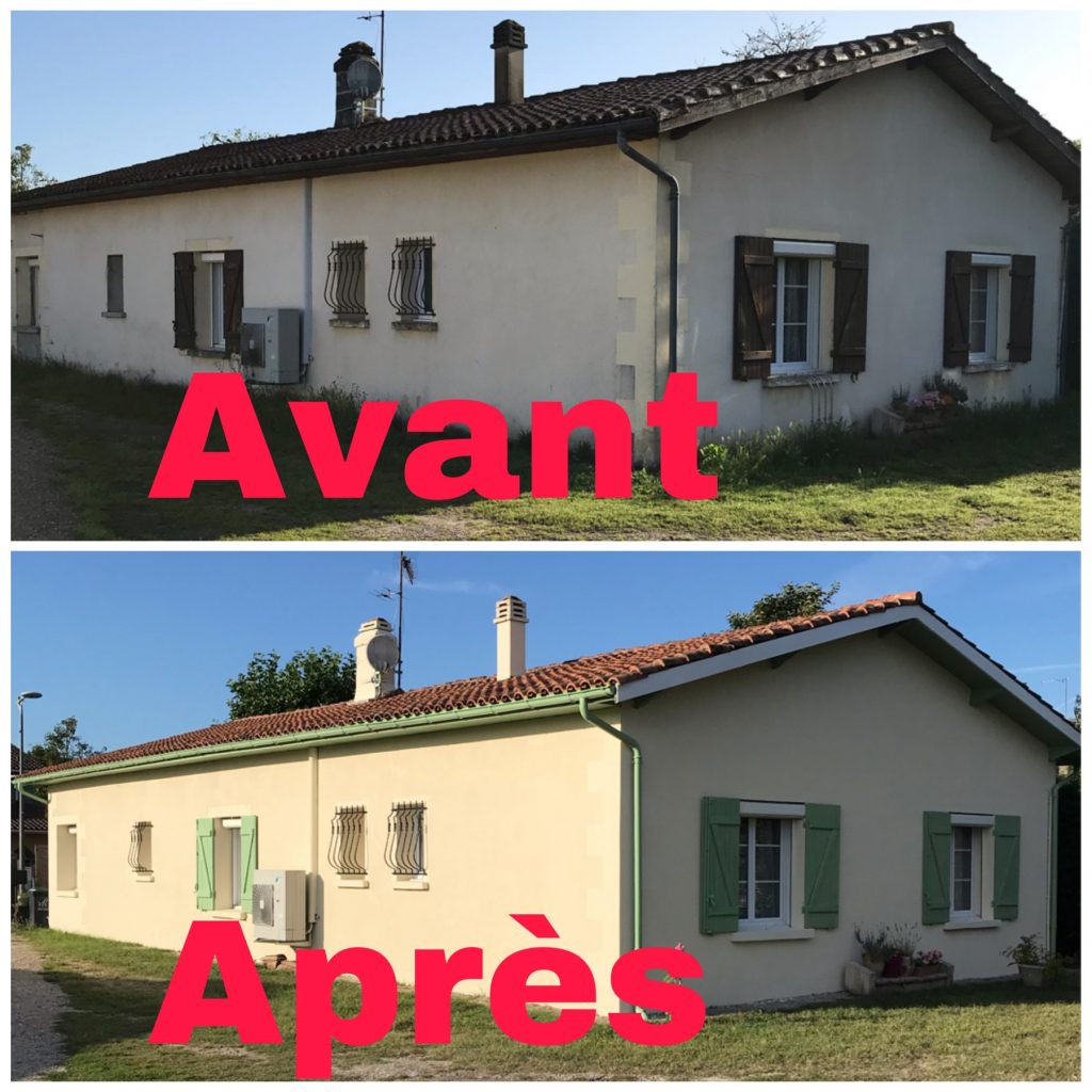 Entreprise Alphamultiservices: Rénovation façade peinture maison ancienne à Ayguemorte-les-Graves 33640