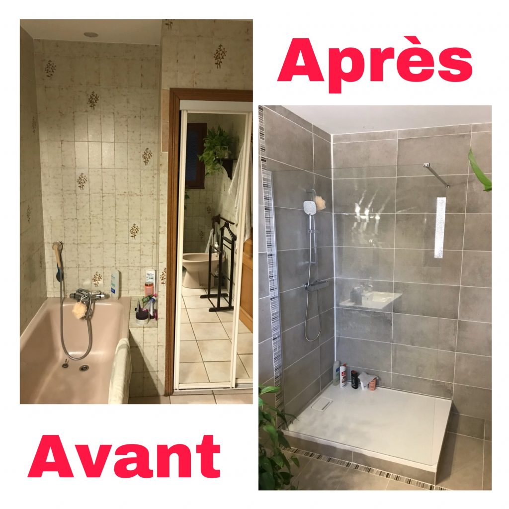 Entreprise Alphamultiservices: Rénovation salle de bain -changement baignoire en douche à Arcachon 33120